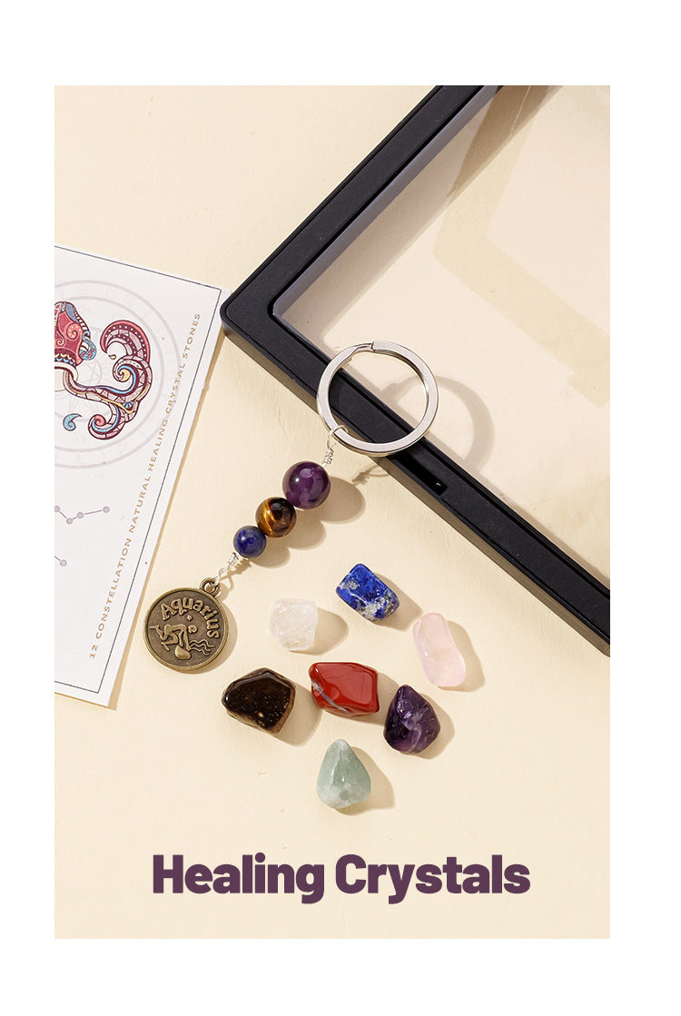 Natural Crystal Zodiac Keychains|Taurus