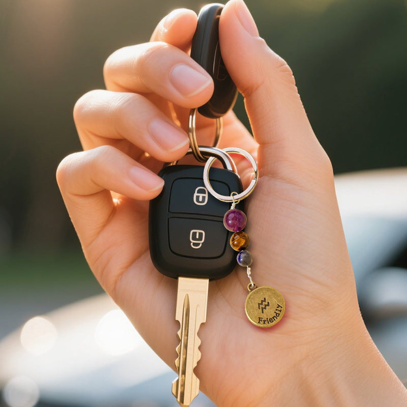 Natural Crystal Zodiac Keychains|Taurus