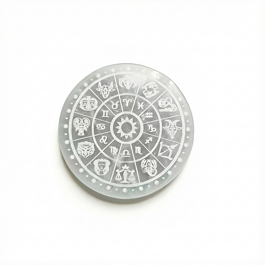 Selenite Plate With Zodiac Signs | Charge Your Crystal Bracelets